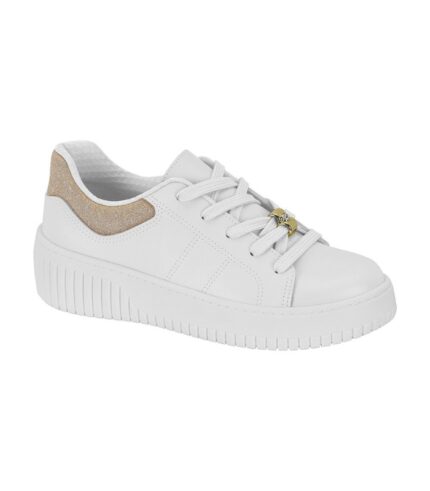 Tênis Casual Beira Rio com Glitter e Solado Plataforma – Branco