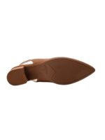 Scarpin Slingback Beira Rio Bico Fino Salto Baixo – Camel - Imagem 4