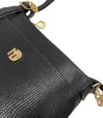 Bolsa Modare com Corrente Dourada e Textura Croco – Preto - Imagem 3