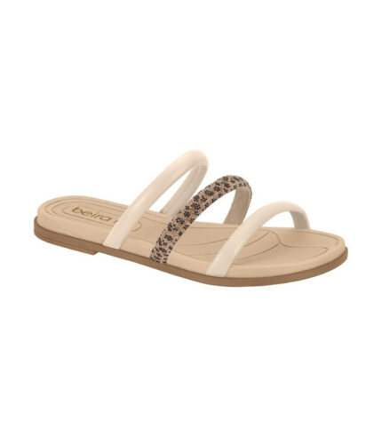 Rasteirinha Beira Rio Tiras Strass Conforto