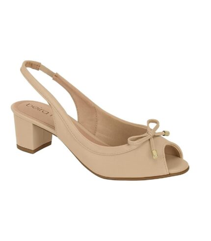 Sapato Peep Toe Beira Rio Slingback Salto Médio – Nude