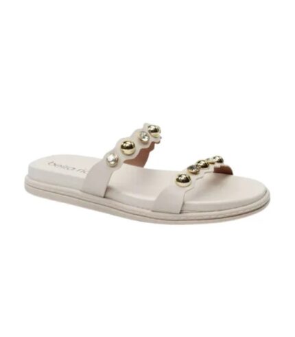 Rasteirinha Beira Rio com Pedrarias e Tachas Douradas – Branco