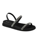 Sandália Beira Rio com Tiras Delicadas em Strass – Preto