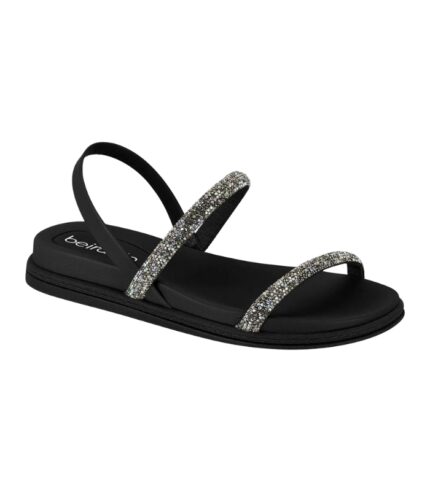 Sandália Beira Rio com Tiras Delicadas em Strass – Preto