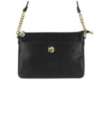 Bolsa Modare com Corrente Dourada e Textura Croco – Preto