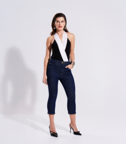 Calça Capri Jeans Teezz- Lavagem Escura